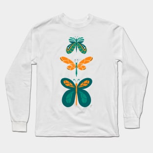 Butterflies Orange & Green Long Sleeve T-Shirt